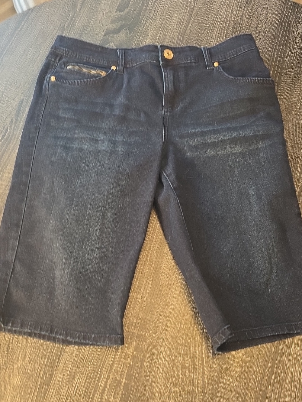INC International Concepts Dark Blue Cropped Denim Bermuda Shorts